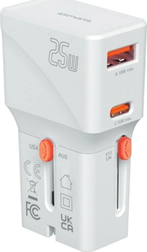 4smarts Nomad Pocket 25 W Travel Charger USB‑C + USB‑A White