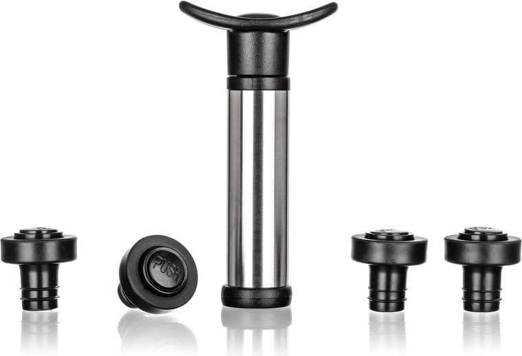 Vacuümpomp voor wijn met 4 stoppers Culinaria