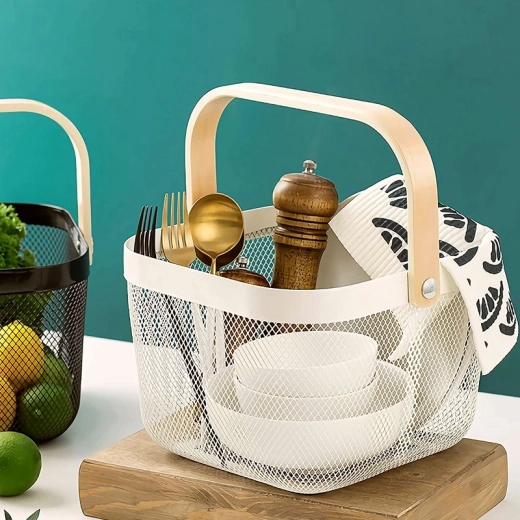 Panier à fruits en métal au style scandinave - écru