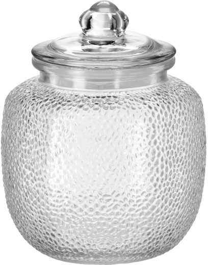 Round glass jar 1.9 l with glass lid