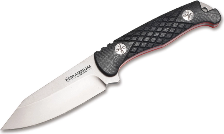 Magnum Life Knife bushcraft/EDC mes 10 cm, grijs, zwart‑rood, G10, Kydex schede