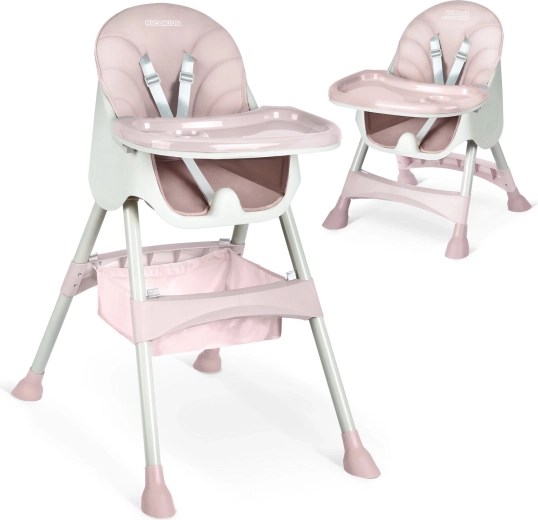 Chaise haute avec tablette Milo rose