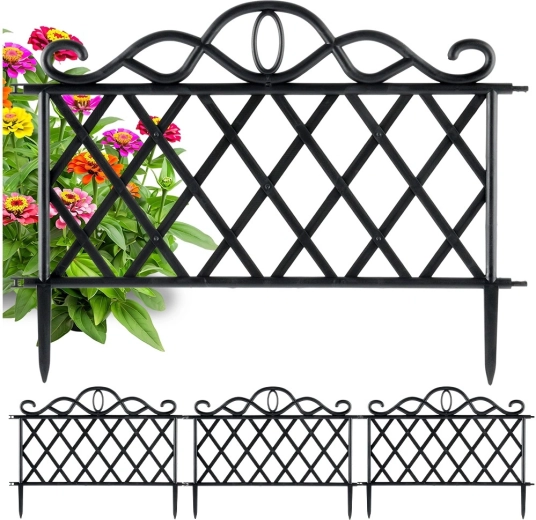 Sierlijke tuinafscheiding zwart 48 × 27 cm, set van 4 stuks