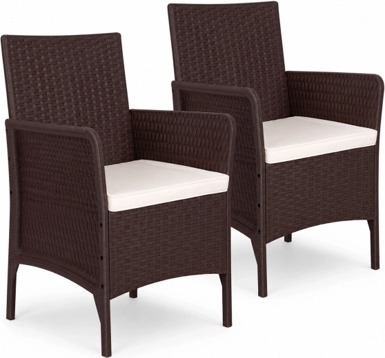 MultiGarden set of 2 garden armchairs with cushions, rattan look, brown