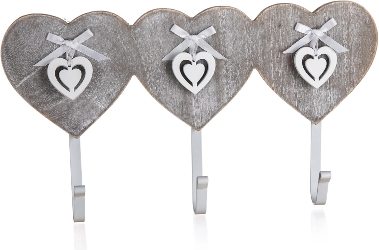 Wall hook rack with 3 hooks HEART