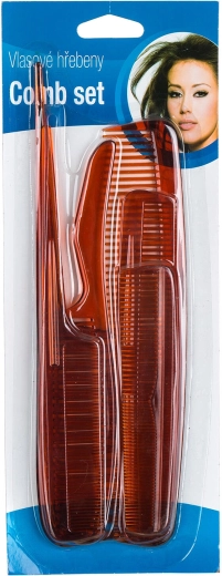 Set plastic haarkammen 6 stuks bruin