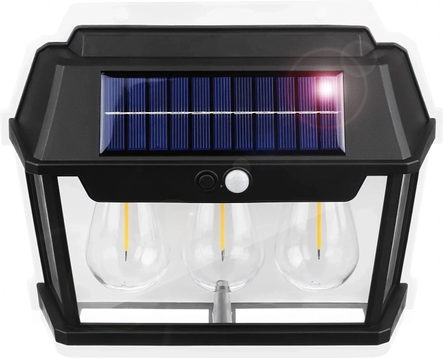 Zonne- buitenwandlamp met bewegingssensor – driedubbele LED lantaarn