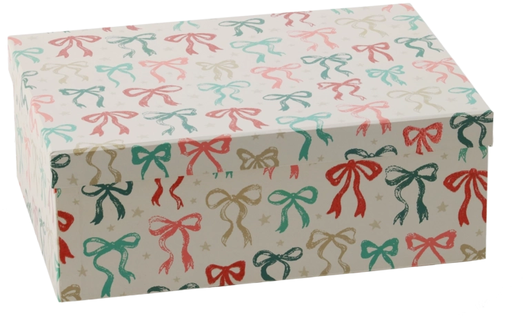 Weihnachts-Geschenkbox mit Schleife 31 × 22,5 × 11,5 cm - 1 Stück