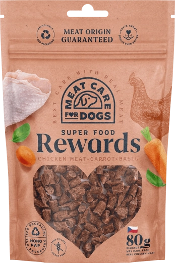 Meat Care Rewards Dog treat for dogs – chicken with carrot and basil 80 g