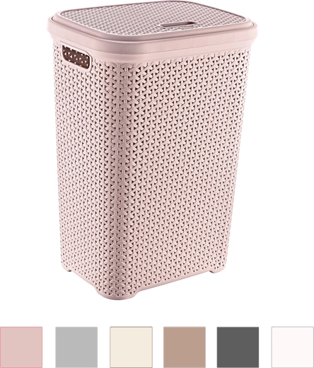 Wäschekorb im Rattan-Design mit Deckel 55 l