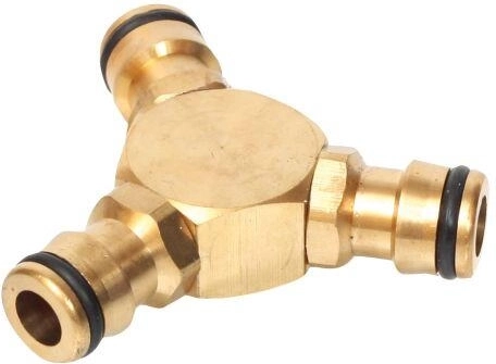 Three-way inline connector for 3 quick couplings 1/2" brass