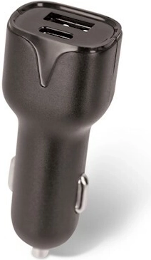 Setty USB car charger with USB and USB‑C 2.4 A, black