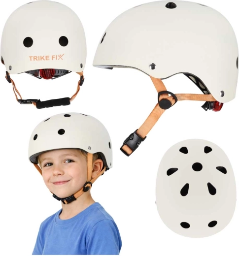 Trike Fix kids’ cycling helmet with LED, adjustable, size S 48–54 cm, beige