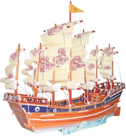 Houten 3D-puzzel Kleurrijk zeilschip