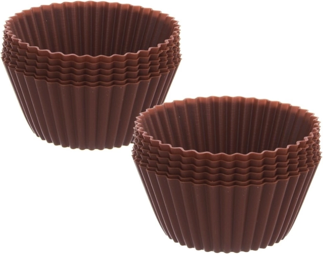 Brown silicone muffin molds SILLINIE, 12 pcs