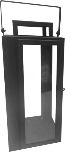 Glass and metal candle lantern, black, 35 × 15 × 16 cm