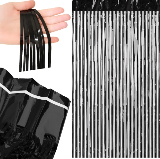 Rideau décoratif à franges RUHHY noir 100 × 200 cm