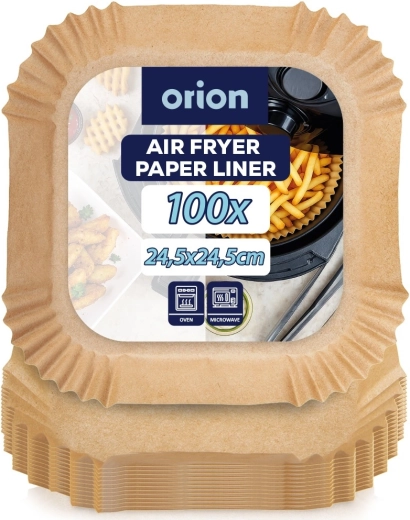 Papieren inlegvellen voor heteluchtfriteuse 24,5 × 24,5 cm, 100 stuks