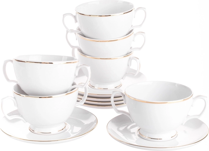 Mariapaula Klasyka ligne dorée : set de tasses à bouillon avec soucoupes, 12 pcs