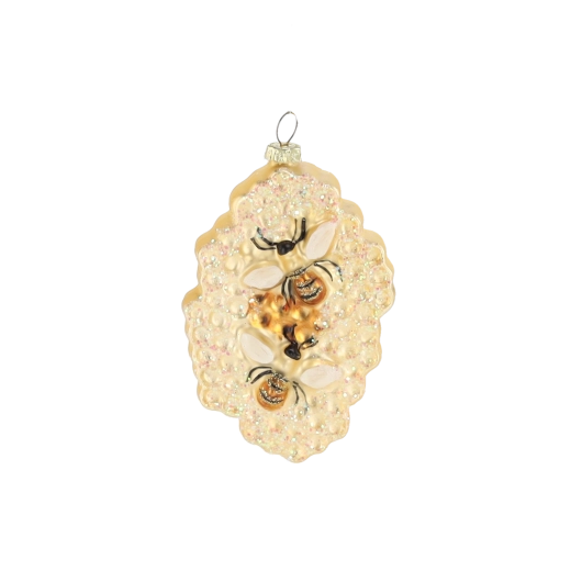 Glass honeycomb ornament with bees