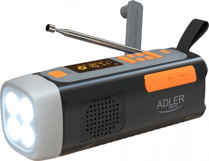 Emergency radio with solar panel and dynamo ADLER AD 1920, Bluetooth and 4500 mAh power bank