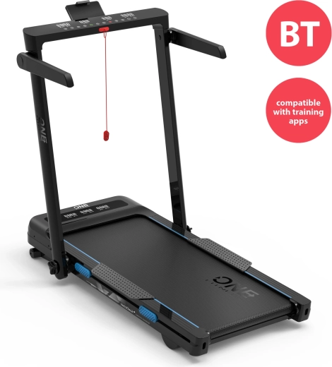 Tapis de course électrique ONE Fitness BE9243 avec inclinaison et Bluetooth