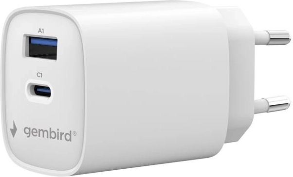 Gembird Universal‑Netzladegerät 45 W USB‑C + USB‑A (PD, QC 3.0) weiß