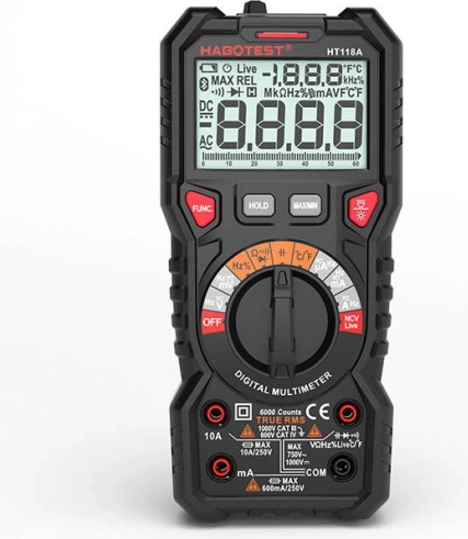 Multimètre numérique avec fonction lampe de poche habotest ht118a true rms et ncv