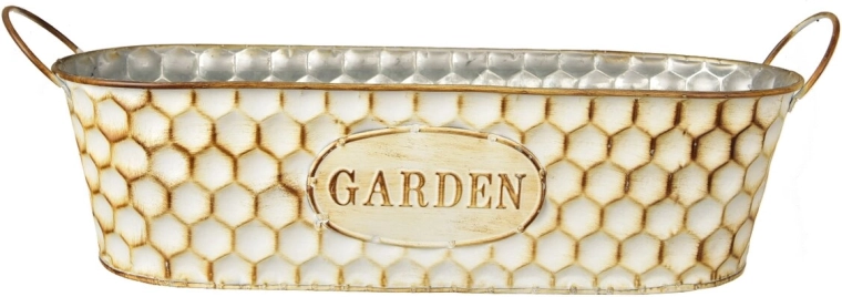 Jardinière GARDEN en métal beige 37 × 10 × 10 cm