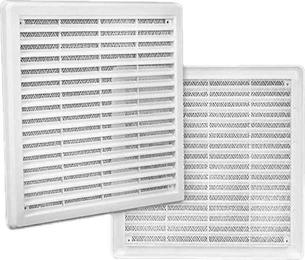 Grille de ventilation avec moustiquaire 300 × 300 mm, blanche