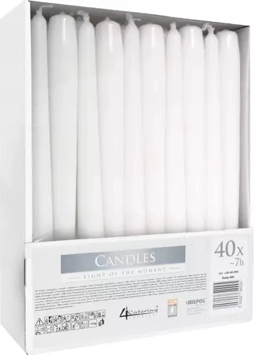 Bougies coniques blanches, lot de 40 pièces