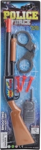 Children's police rifle with soft suction-cup darts, with handcuffs and walkie-talkie