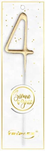 Wunderkerze Zahl 4, gold 16,5 cm