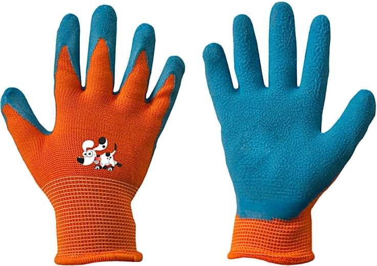 work gloves ORANGE made of foam latex, size 4