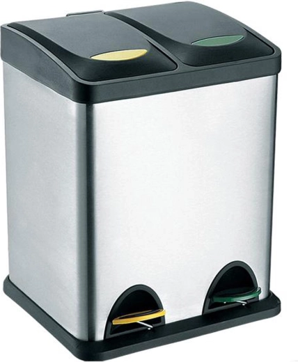 TORO 16 L Recycling Bin, Stainless Steel and Plastic, Silver/Black