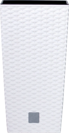 Blumentopf Rato Square mit Einsatz 24 × 24 × 45 cm – weißer Rattan-Look
