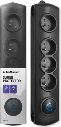 Surge-protected power strip 4× outlet, 2.5 m cable with Quick Switch foot switch