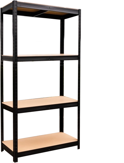 Metal shelving unit 4 tiers 150 × 70 × 30 cm black, load capacity 150 kg per shelf