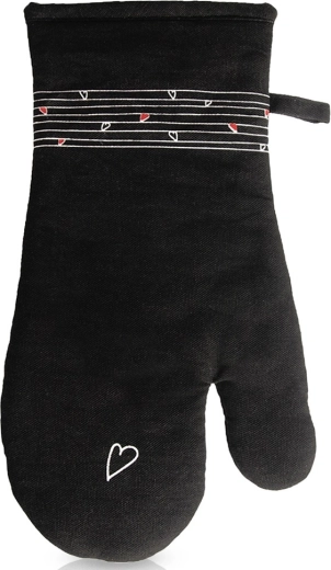 Baumwoll-Küchenhandschuh mit Magnet Schwarz Herz 32 cm