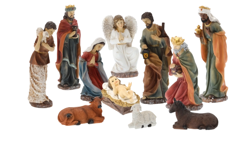 Ensemble de figurines de crèche en résine époxy – 11 pièces (jusqu’à 46 cm)