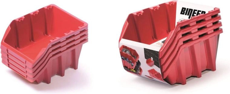 Set van opbergboxen BINEER Long, 4 stuks, rood
