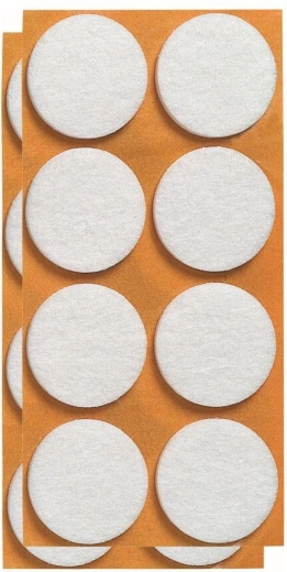 Felt self-adhesive furniture pads 28 mm, white (12 pcs)