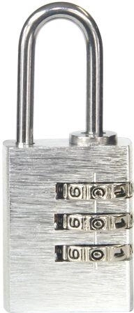 Aluminum combination padlock, 3-digit, mixed colors