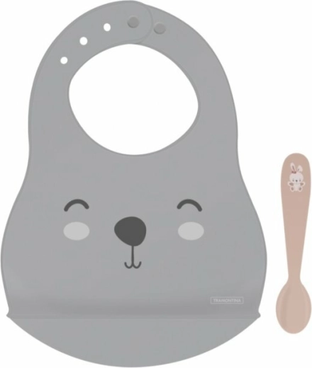 Bavoir en silicone avec cuillère Tramontina Le Petit, petit lapin, rose