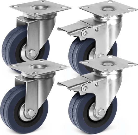 Swivel transport casters 75 mm Renew Force, set of 4 pcs (2 with brake)