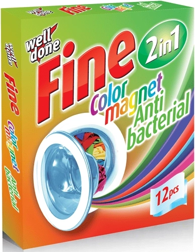 Well Done Fine antibacteriële doekjes voor de wasmachine die kleuren absorberen 12 stuks