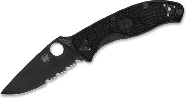 Spyderco Tenacious Lightweight Black couteau de poche 8,6 cm, tout noir, FRN