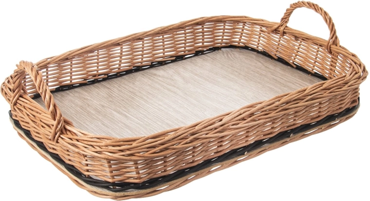 Rieten serveerblad met handgrepen 46 × 31 cm