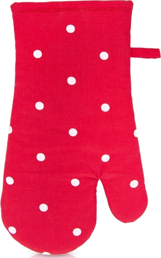 Gant de cuisine en coton avec aimant, rouge à pois, 32 cm