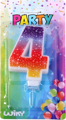 Feestkaars in de vorm van het cijfer 4 met sterren